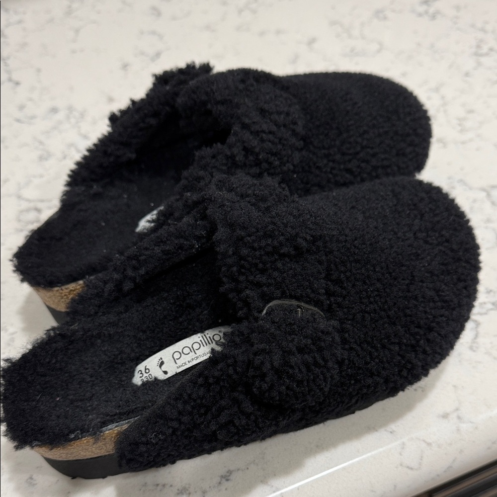 Papillio Birkenstock - Black Cozy Slippers